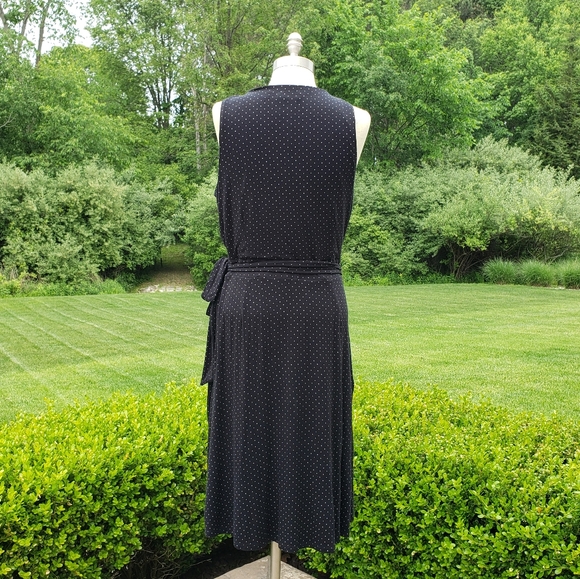LOFT Polka Dot Print Sleeveless Wrap Dress - Picture 4 of 7